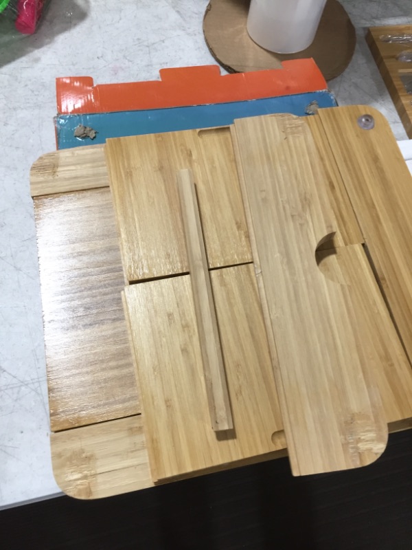 Photo 1 of Cheese Board 2 Ceramic Bowls 2 Serving Plates. Magnetic 4 Drawers Bamboo Charcuterie Cutlery Knife Set, 2 Server Forks, Wine Opener