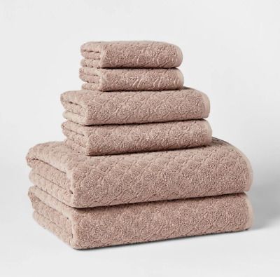 Photo 1 of 6pk Textured Bath Towel Set Brown - Threshold™