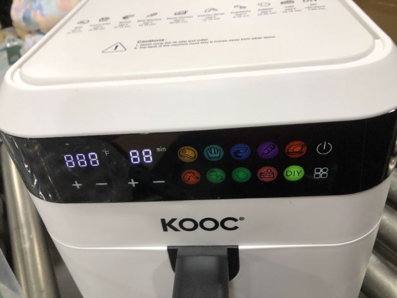 Photo 2 of KOOC XL Large Air Fryer, 6.5 Quart Electric Air Fryer Oven, Free Cheat Sheet for Quick Reference, 1700W, LED Touch Digital Screen, 10 in 1, Customized Temp/Time, Nonstick Basket, White
