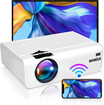 Photo 1 of WiFi Projector Support 5.0 Bluetooth Transmitter, WiMiUS K2 Mini Projector 1080P and 4K Support, 300’’ Screen Zoom Compatible with Smartphone (Wirelessly) PC TV Stick Chromecast PS5
