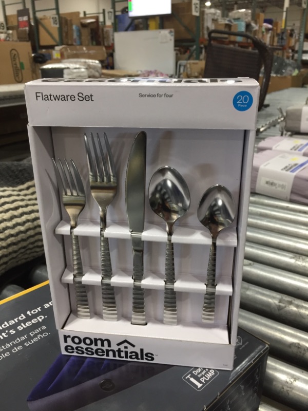 Photo 2 of 20pc Stainless Steel Striped Silverware Set - Room Essentials™
