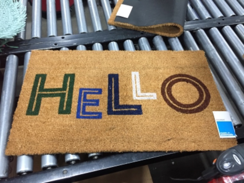 Photo 2 of 1'6x2'6 Hello Colorblocked Coir Doormat - Room Essentials
