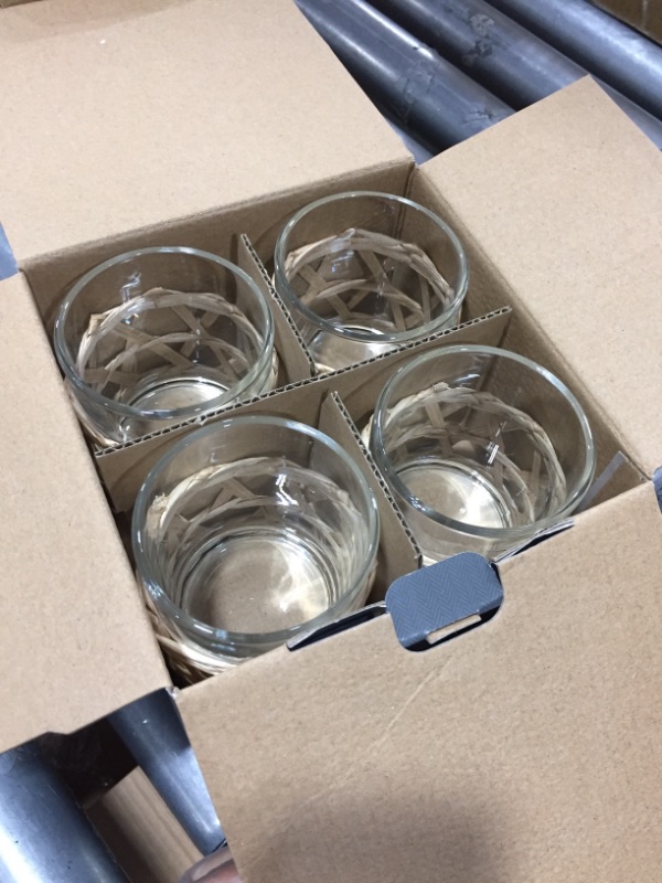 Photo 1 of 9oz 4pk Glass Natural Wrapped Tumblers - Threshold™
