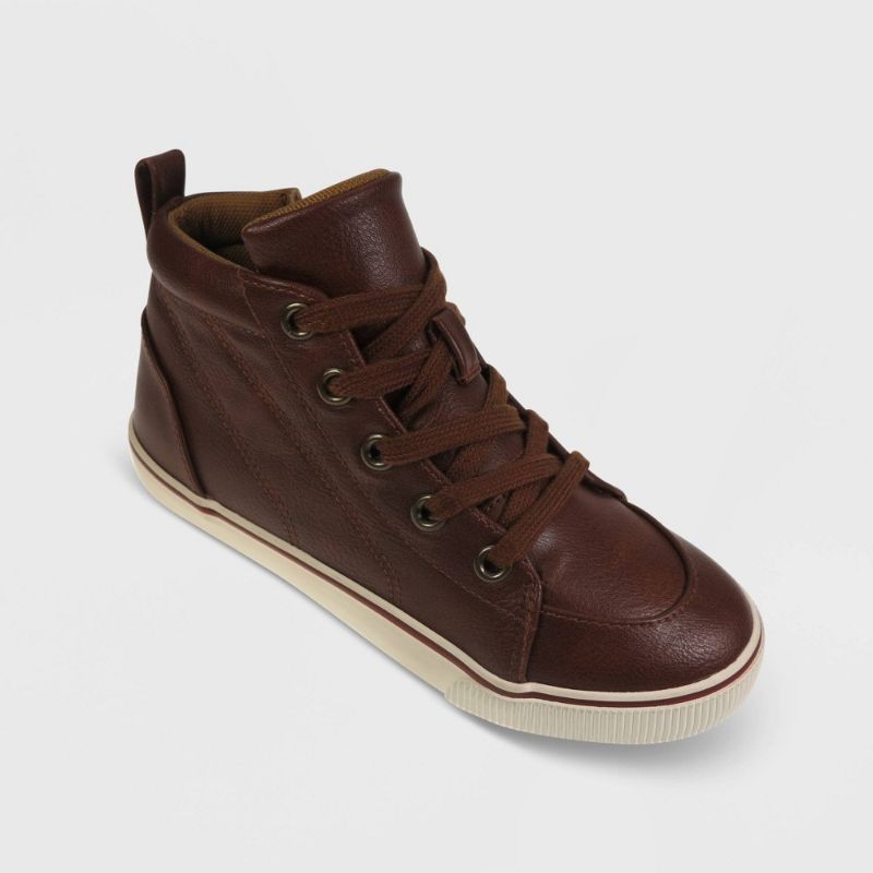 Photo 1 of Boys' Florian Lace-up Zipper Sneakers - Cat & Jack Cognac 13, Red
