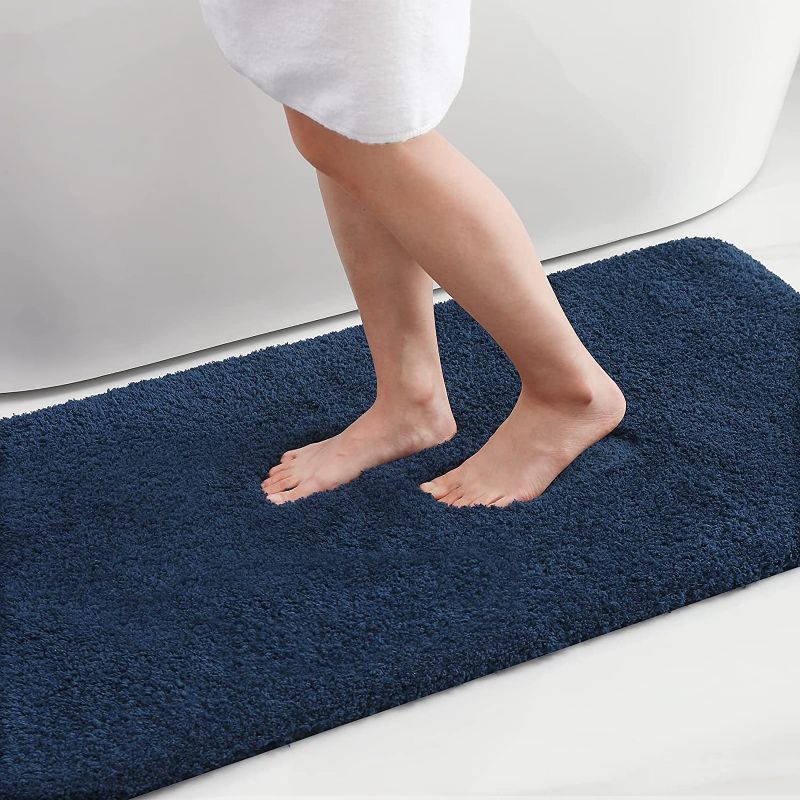 Photo 1 of  Microfiber Bathroom Rug (5ftx2ft, Navy Blue)
