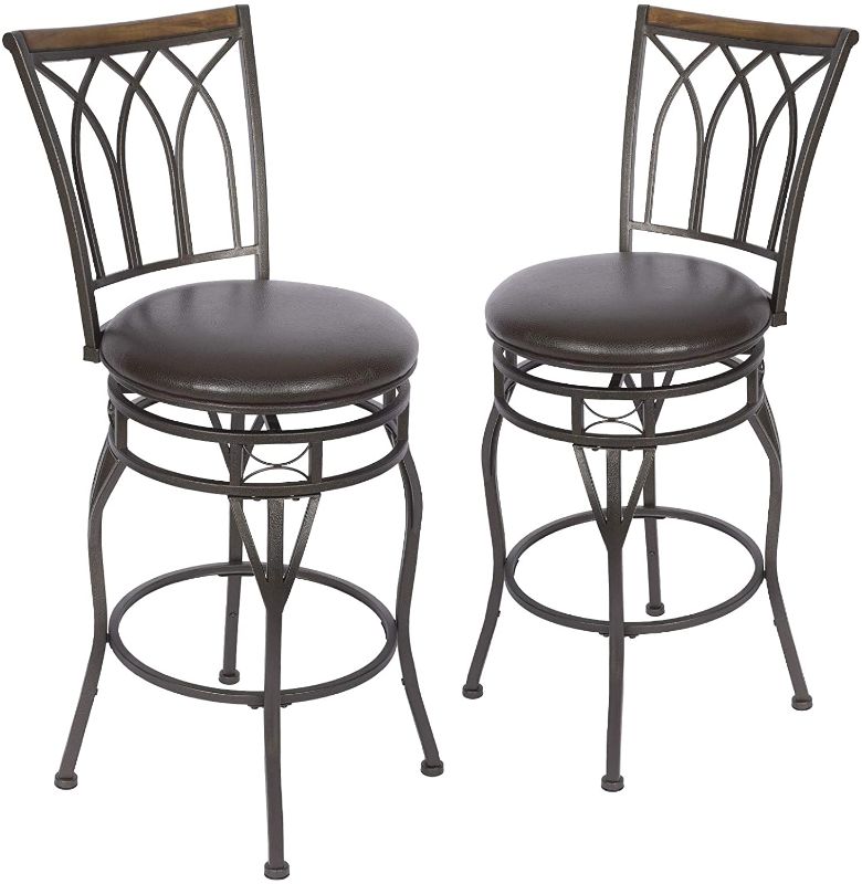 Photo 1 of Bar Stools Set of 2-360 Degree Swivel - 29" Seat Height Counter Stools - Adjustable Height for Kitchen, Living Room, Pub, and Bistro, KS902P
