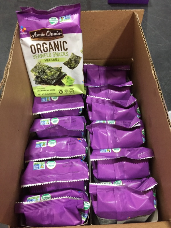 Photo 2 of Annie Chun's Organic Seaweed Snacks, Wasabi, Organic, Non GMO, Vegan, Gluten Free, 0.16 Oz (Pack of 12)

