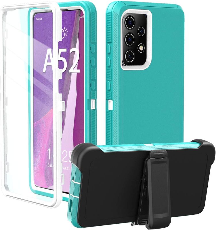 Photo 1 of A52 Case,Phone Case for A52 5g,Galaxy A52 5g Case, Heavy Duty Case for Samsung A52 5g, Rugged for A52 5g Case with Kickstand, Galaxy Case for A52 5g(Teal-White)
