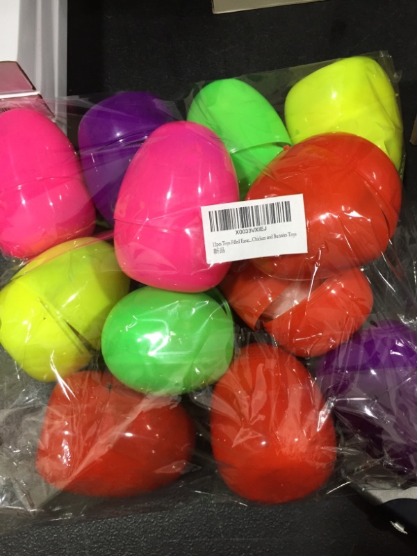 Photo 2 of 12pcs Toys Filled Easter Eggs, Assorted Prefilled 12 Easter Eggs with 12 Wind-Up Cute and Colorful Chicken and Bunnies Toys
