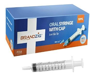 Photo 1 of 10ml Oral Syringe With Cap (100 Pack) | Oral Dispenser Without Needle, Luer Slip Tip | Individually Wrapped