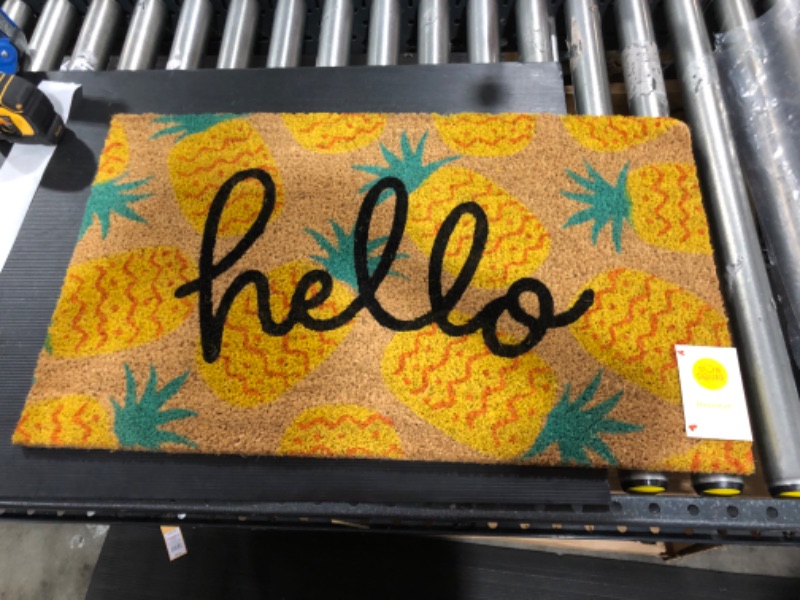 Photo 2 of 1'6"x2'6" Hello Pineapples Doormat Yellow - Sun Squad™
