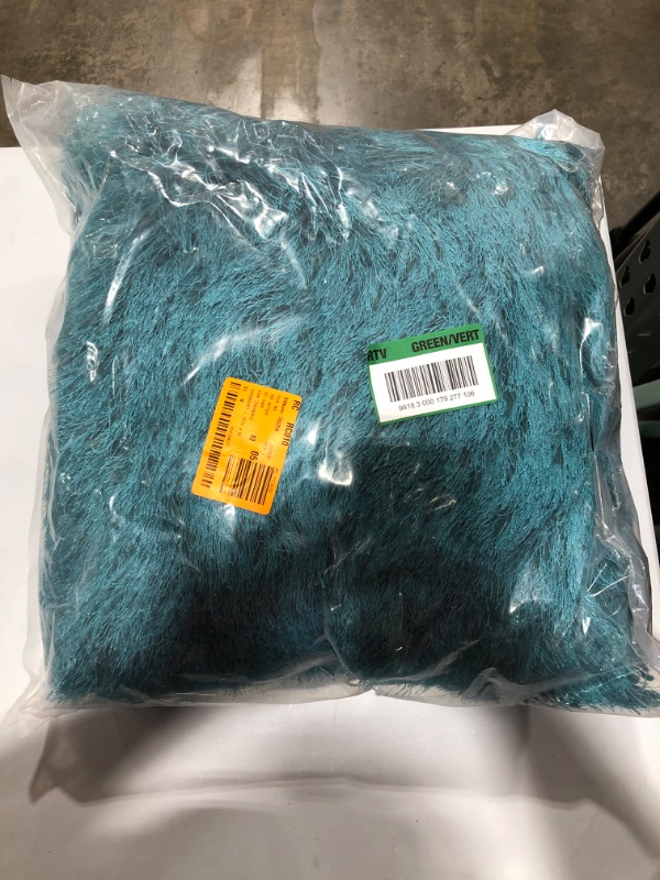 Photo 1 of 18x18 teal fuzzy pillow