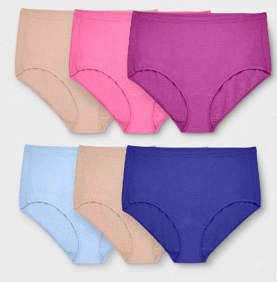 Photo 1 of Fit for Me by Fruit of the Loom Women's Plus 6pk Beyondsoft Classic Briefs SIZE 10
