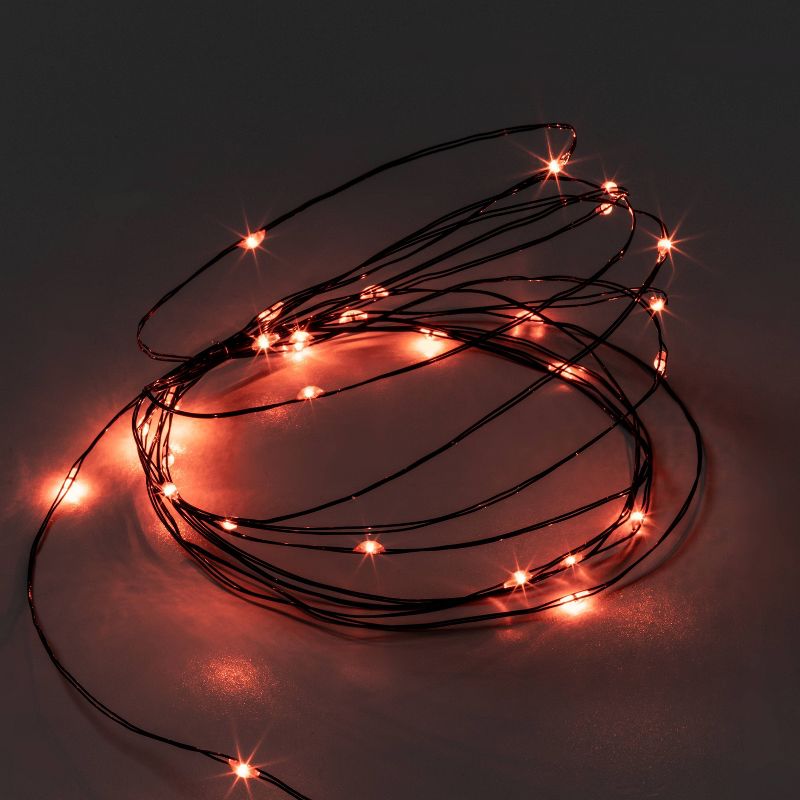 Photo 1 of 30ct LED Battery Operated Halloween Dewdrop Fairy String Lights Orange - Hyde & EEK! Boutique