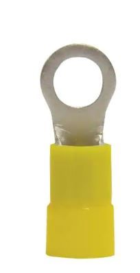 Photo 1 of 4 AWG 3/8 in. Stud Size Vinyl-Insulated Ring Terminals in Yellow (5-Pack)
