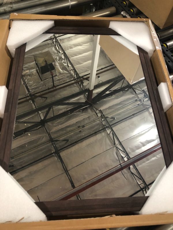 Photo 2 of 22" x 30" Decorative Wall Mirror Frame Walnut - Threshold
