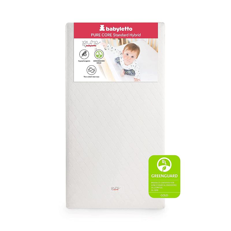 Photo 1 of Babyletto Pure Core Crib Mattress, Hybrid Quilted Waterproof Cover, 2-Stage, Greenguard Gold Certified
Organic Staple Cotton 37.625in x 23.5in