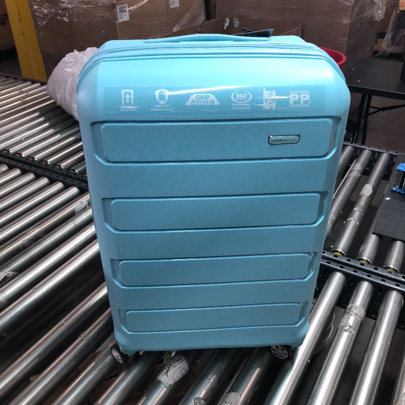 Photo 2 of Traveler's Choice Pagosa Indestructible Hardshell Expandable Spinner Luggage, Baby Blue, 2-Piece Set (22/26)