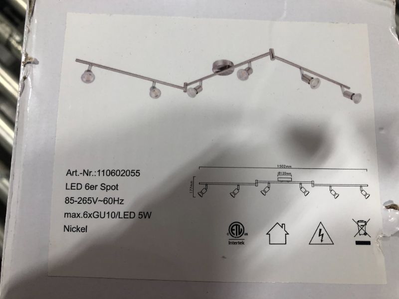 Photo 2 of LAS PALMAS 6-Light LED Track Lighting Rotatable Fixtures Modern with 6" GU10 5W 400lm 3000K Ceiling Track Lighting Set Flexibly Track Lighting, Daylight White Ceiling Spot Lights
