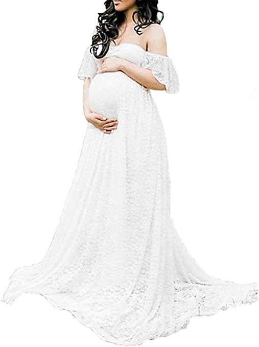 Photo 1 of 2XL Maternity Photography Props Floral Lace Dress Fancy Pregnancy Gown for Baby Shower Photo Shoot

