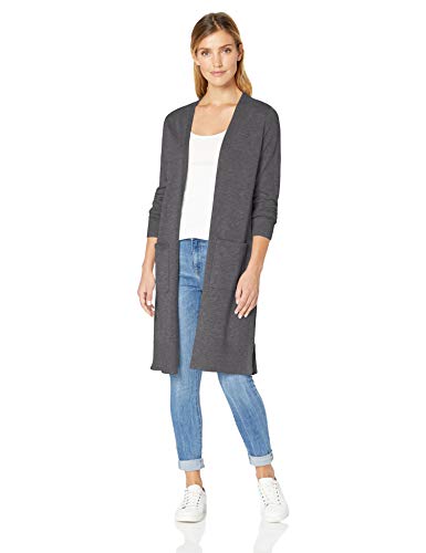 Photo 1 of Amazon Essentials Women's Plus Size Lightweight Longer Length Cardigan Sweater, Charcoal Heather, 5X
