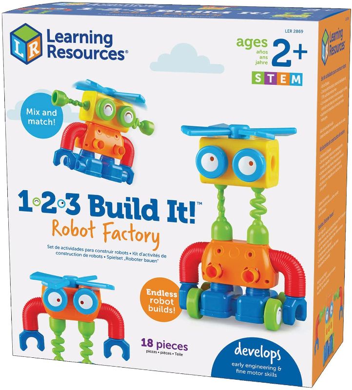 Photo 1 of Learning Resources 1-2-3 Build It! Robot Factory, Fine Motor Toy, Robot Building Set, Ages 2+
