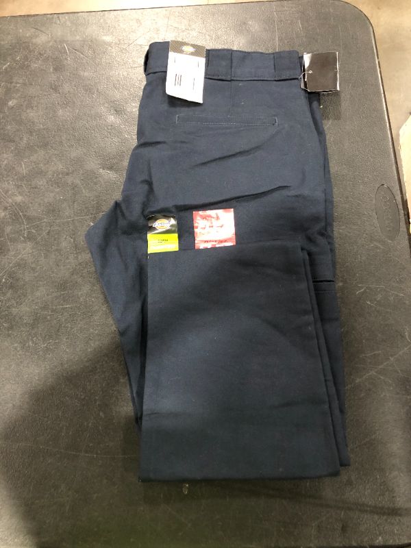 Photo 2 of Dickies Men's Flex Skinny Straight Fit Double Knee Work Pants Navy Blue, 32" - Men's Work Bottoms at Academy Sports 32x34
