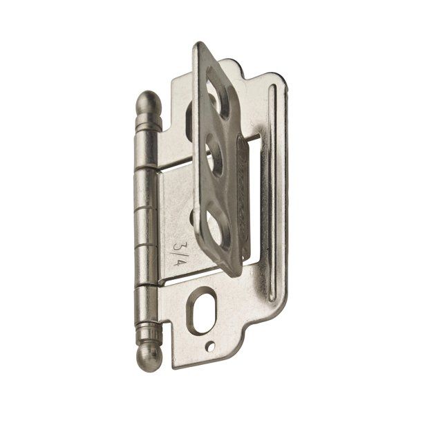 Photo 1 of Amerock 3/4 in (19 mm) Door Thickness Full Inset, Partial Wrap, Ball Tip Satin Nickel Hinge
