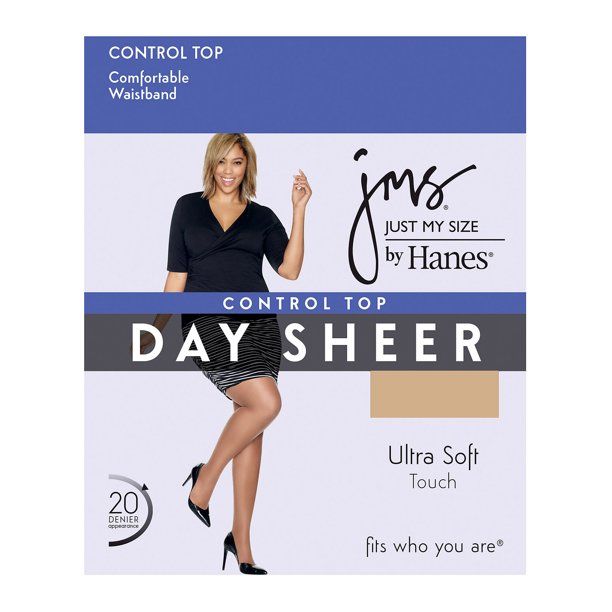 Photo 1 of Just My Size JMS Control Top Reinforced Toe Pantyhose 4-Pack Nude 4X Women's