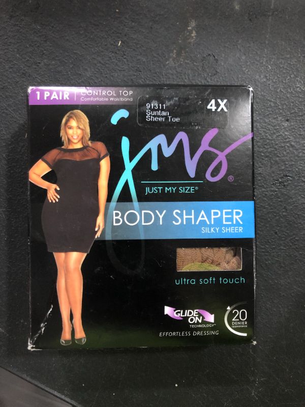 Photo 2 of Just My Size JMS Control Top Reinforced Toe Pantyhose 4-Pack Nude 4X Women's