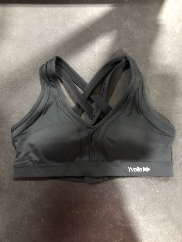 Photo 2 of Yvette Women High Impact Sports Bras Criss Cross Back Sexy Running Bra for Plus Size Size- XL in black