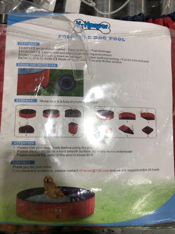 Photo 1 of V-HANVER Foldable Dog Pool Hard Plastic Collapsible Pet Bath Tub for Puppy Small Dogs Cats and Kids