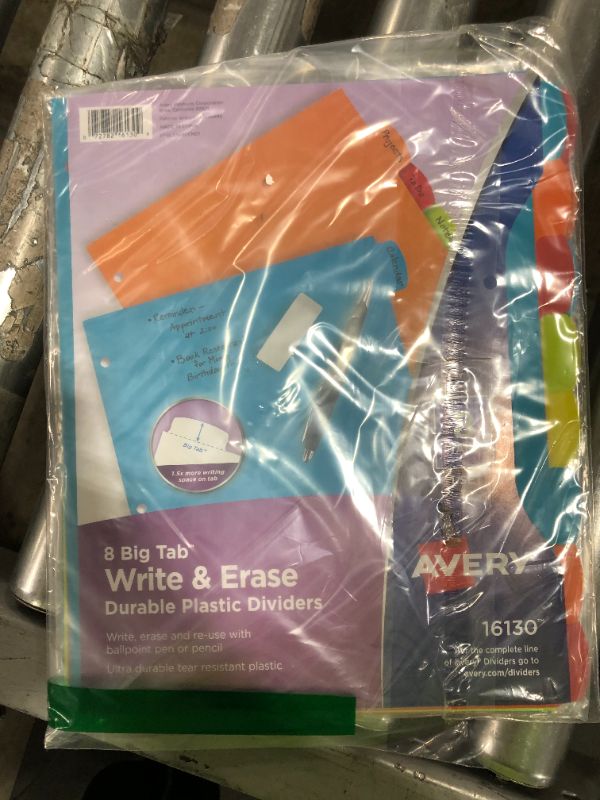 Photo 2 of Avery Big Tab Write & Erase Durable Plastic Dividers for 3 Ring Binders, 8-Tab Set, Bright Multicolor, 1 Set