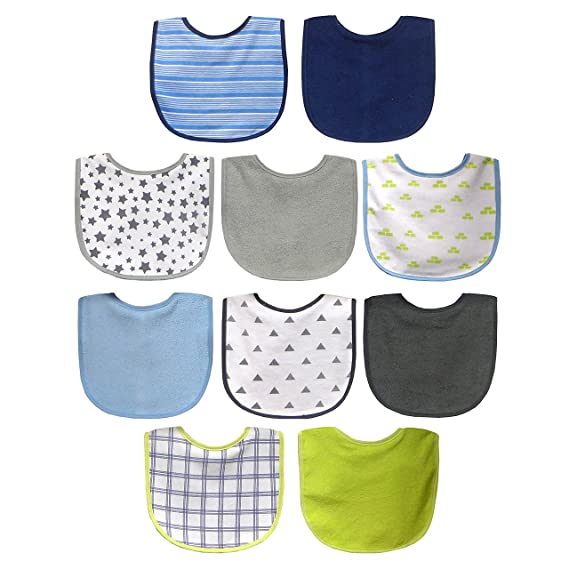 Photo 1 of Neat Solutions 10 Pack Water Resistant Bib Set Blue/Grey Assorted