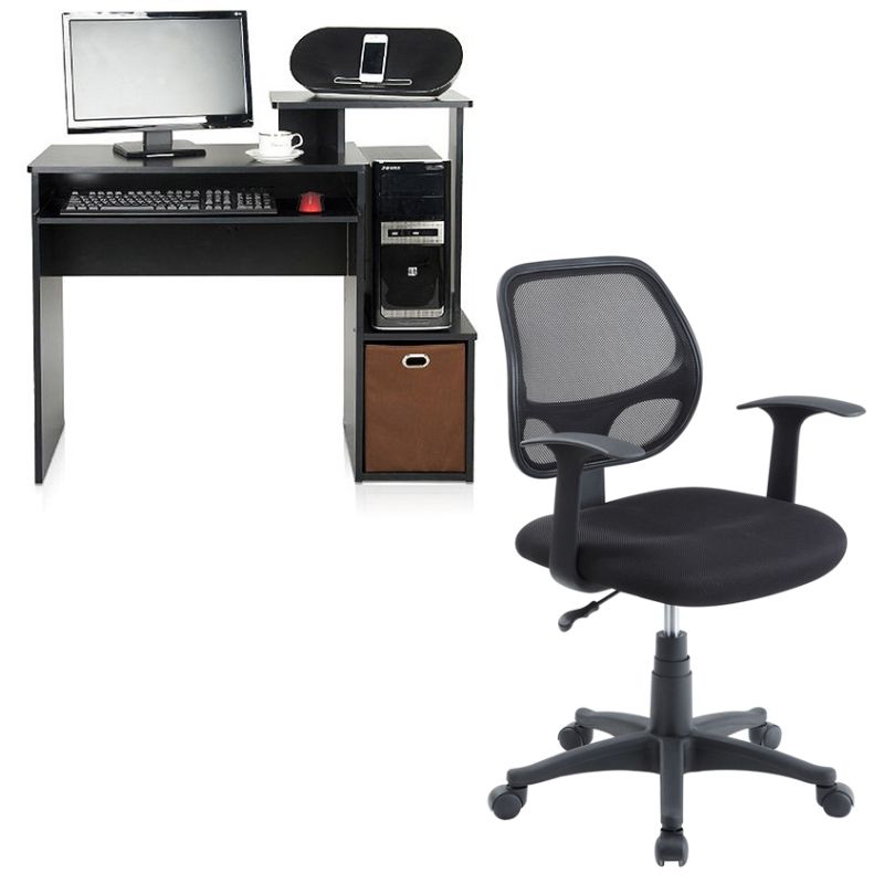 Photo 1 of Furinno Econ Multipurpose Home Office Computer Writing Desk with Bin Black
