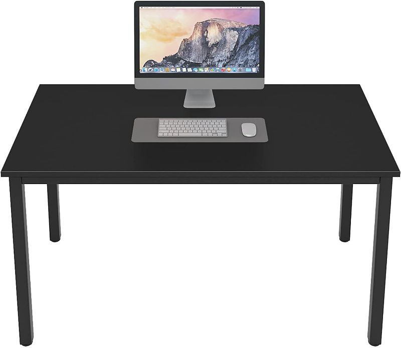 Photo 1 of DlandHome 47 inches Medium Computer Desk, Composite Wood Board, Decent and Steady Home Office Desk/Workstation/Table, BS1-120BB Black Walnut and Black Legs, 1 Pack
