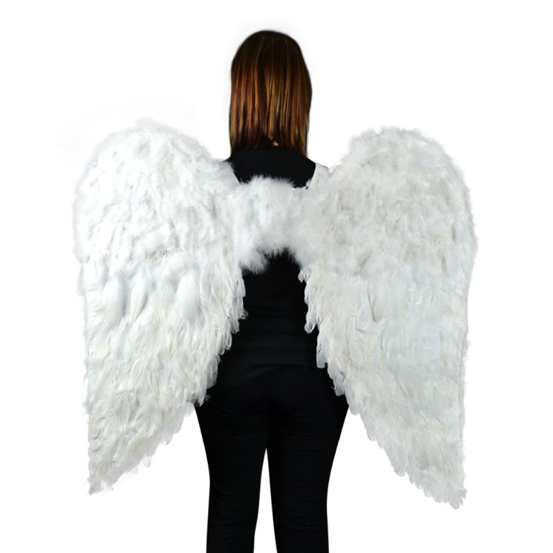 Photo 1 of 53" White Feather Accented Wings Halloween Costume Accessory - One Size Fits Most
