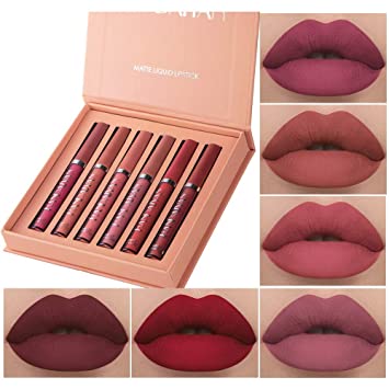 Photo 1 of 6Pcs Matte Liquid Lipstick Makeup Set, Matte liquid Long-Lasting Wear Non-Stick Cup Not Fade Waterproof Lip Gloss (Set A)
