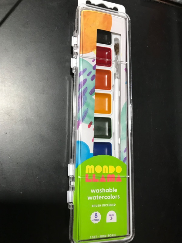 Photo 2 of  Washable Watercolors 8-Color Set with Brush, Assorted Colors
