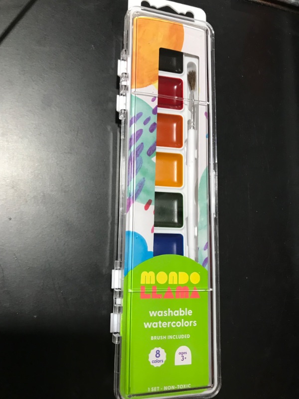 Photo 2 of  Washable Watercolors 8-Color Set with Brush, Assorted Colors