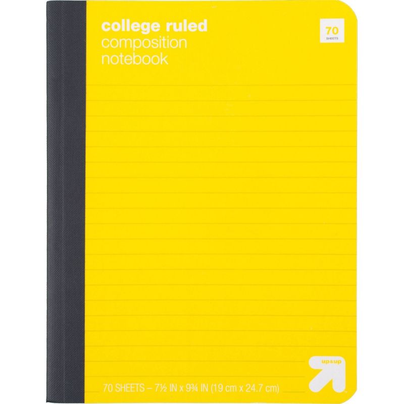 Photo 2 of College Ruled Yellow Hard Cover Composition Notebook - up & up
qty of 24