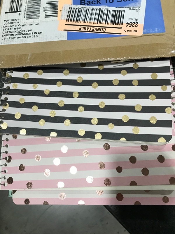 Photo 1 of College Ruled 1 Subject Spiral Notebook Confetti Pink Stripes/Dots - Greenroom
Qty of 6