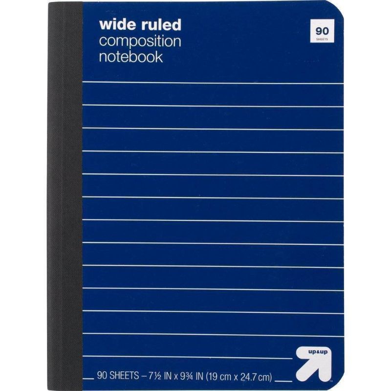 Photo 1 of Composition Notebook Wide Ruled Paperboard Cover Blue - up & up™
qty 5 (blue)