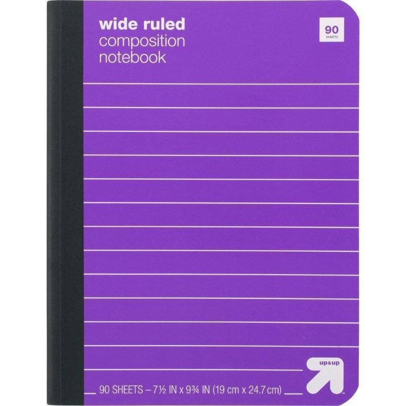 Photo 2 of Composition Notebook Wide Ruled Paperboard Cover Purple - up & up™
qty 3 