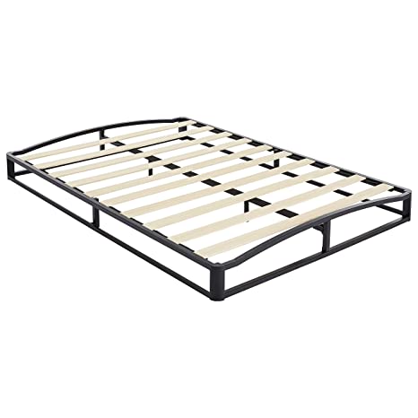 Photo 1 of Amazon Basics Metal Platform Bed Frame with Wood Slat Support, 10 Inches High, Full, Black
