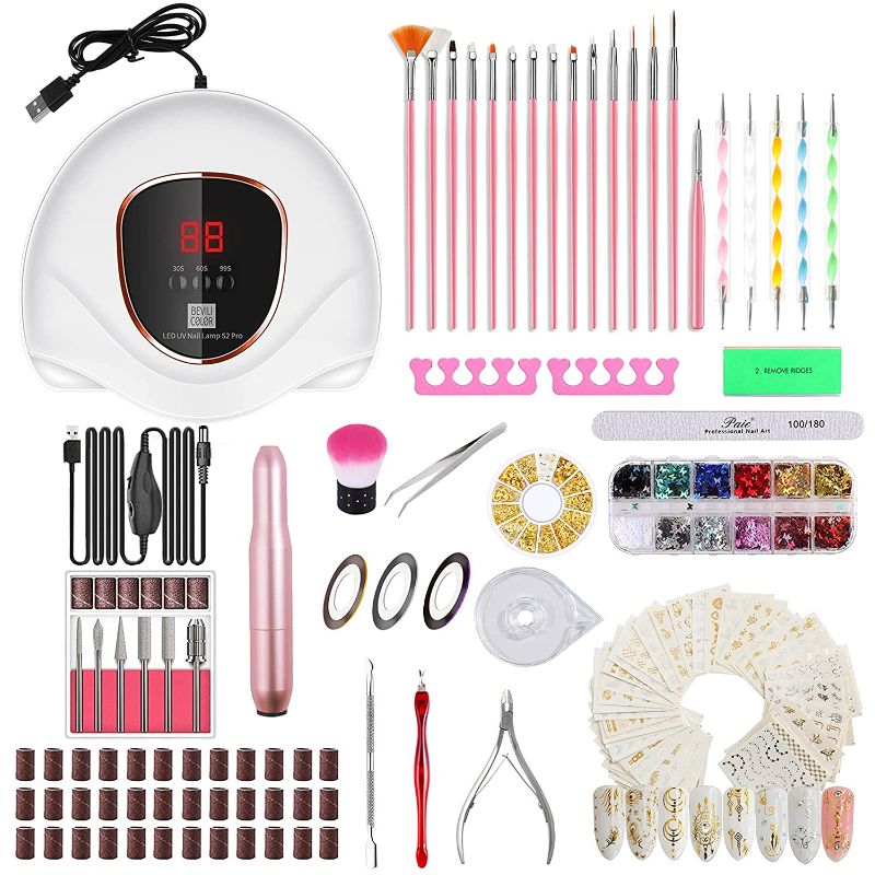 Photo 1 of 117 PCS Portable Electric Nail Drill Polish File Kit with 72W UV LED Nail Lamp Gel Manicure Dryer Lamp,Acrylic Nails Gel Polishing Shape Tools Supplies Set,Manicure Pedicure Nail Files DIY Decoration
