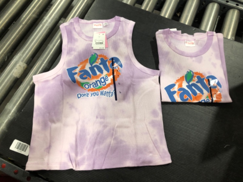 Photo 2 of 2 OF THE FANTA Orange Don't You Wanta? White & Purple Tie Dye Cropped Tank Top Large
