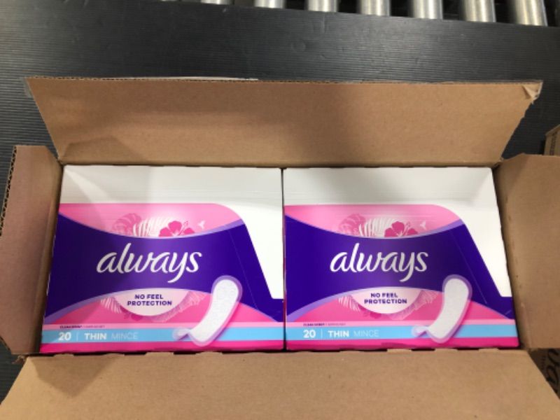 Photo 1 of 2 BOXES OF Always Thin Daily Liners for Women, 20 Ct
