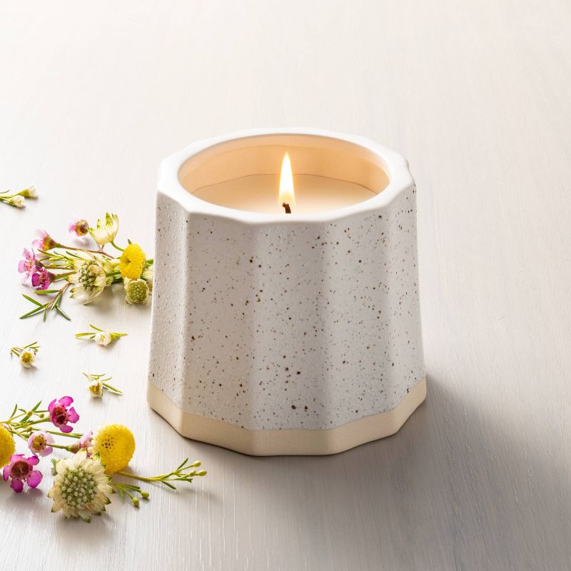 Photo 1 of 11oz Meadow Wide Fluted Speckled Ceramic Seasonal Candle - Hearth & Hand™ with Magnolia

