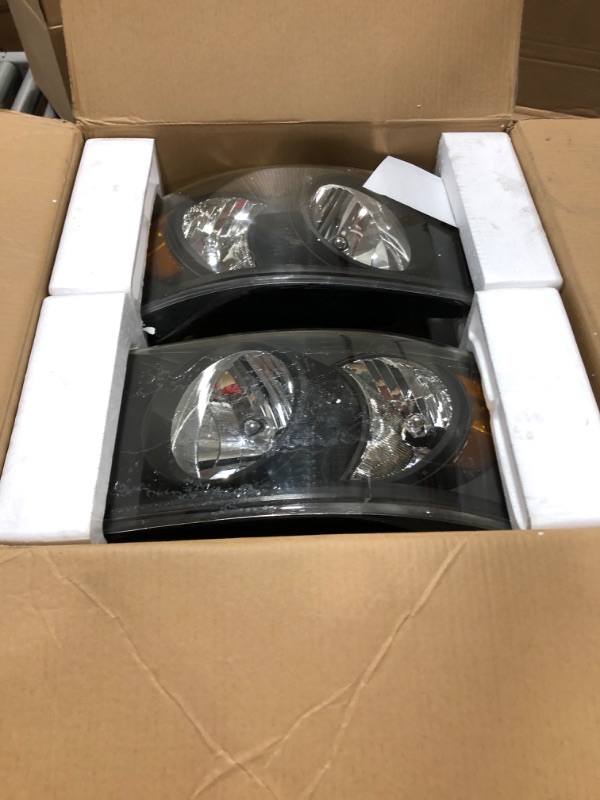 Photo 2 of AUTOSAVER88 Headlight Assembly Compatible with 2006-2008 Dodge Ram 1500 2500 3500 Pickup Replacement Headlamp Driving Light Black Housing Amber Reflector Clear Lens